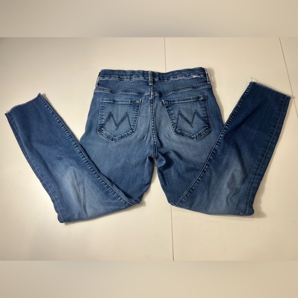 Mother Denim 29 high waisted looker ankle fray skinny Jeans stretch blue - Picture 7 of 15